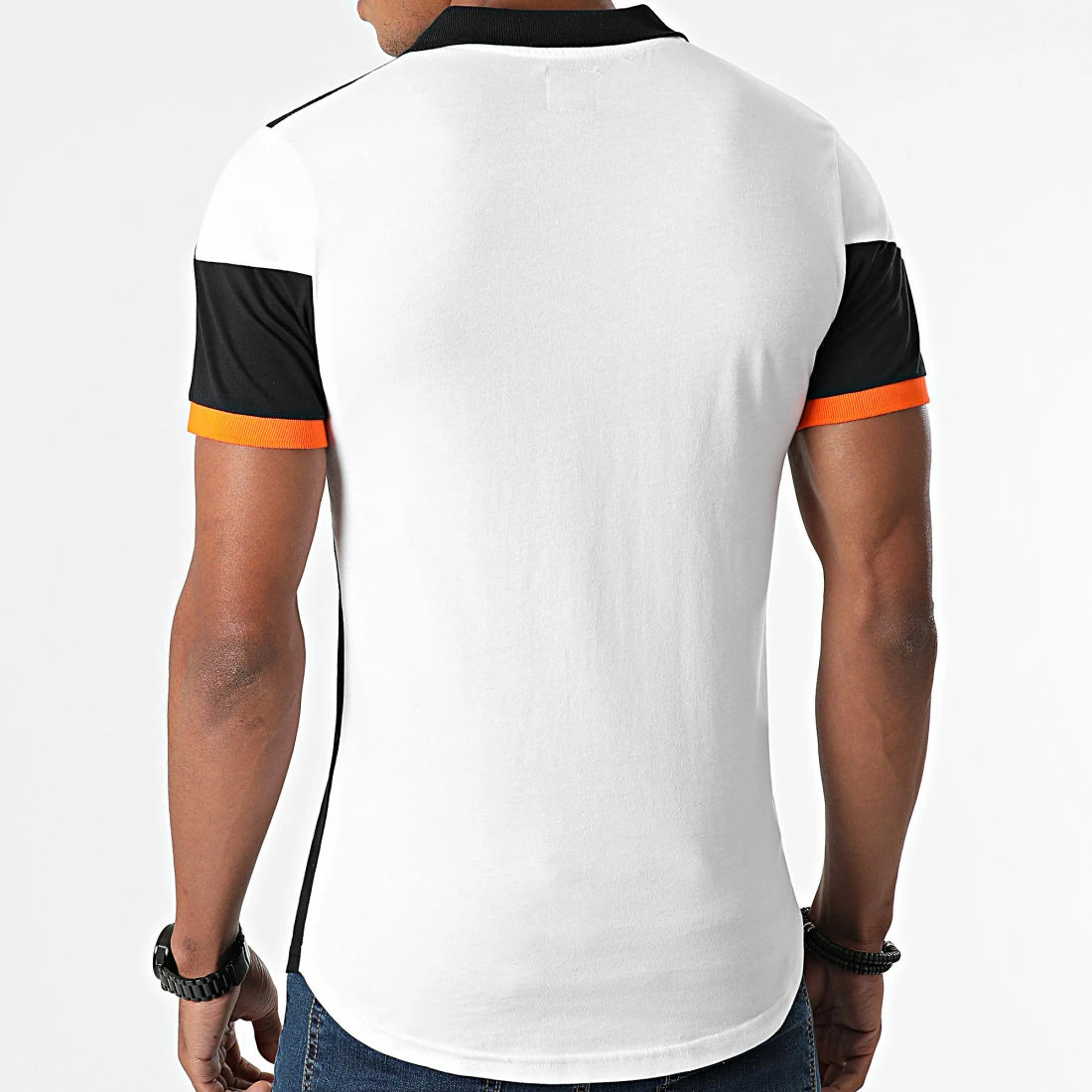 Nouveau ❤️ Polo Manches Courtes Tricolore 1855 Noir Blanc Orange de LBO ⌛ 5 Nouveau ❤️ Polo Manches Courtes Tricolore 1855 Noir Blanc Orange de LBO ⌛ – Image 3