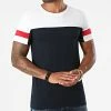 Vente flash ⭐ Tee 👕 Shirt Bicolore Avec Bandes 1643 Bleu Marine Blanc de LBO 🛒 -France LBO Soldes Boutique lbo 273121 FAB SHALBO 1643 20210817T151301 01