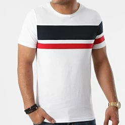 Tout neuf 🧨 Tee 👚 Shirt Slim Fit Tricolore 1655 Bleu Marine Rouge Blanc de LBO 😀