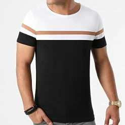 Acheter 😀 Tee 👕 Shirt Tricolore 1831 Noir Blanc Camel de LBO 😉