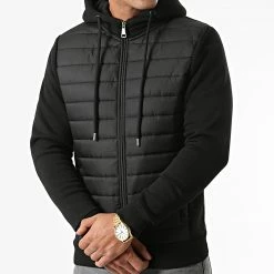 Coupon 👍 Veste Zippée Capuche Bimatière 1378 Noir de LBO ✔️