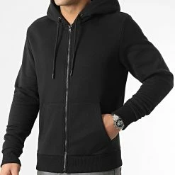 Acheter 🎁 Sweat Zippé Capuche Uni 69 Noir de LBO 🤩