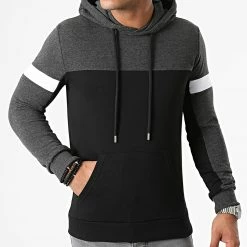 Grosses soldes 💯 Sweat Capuche Tricolore 1955 Noir Gris Anthracite Blanc de LBO 😉