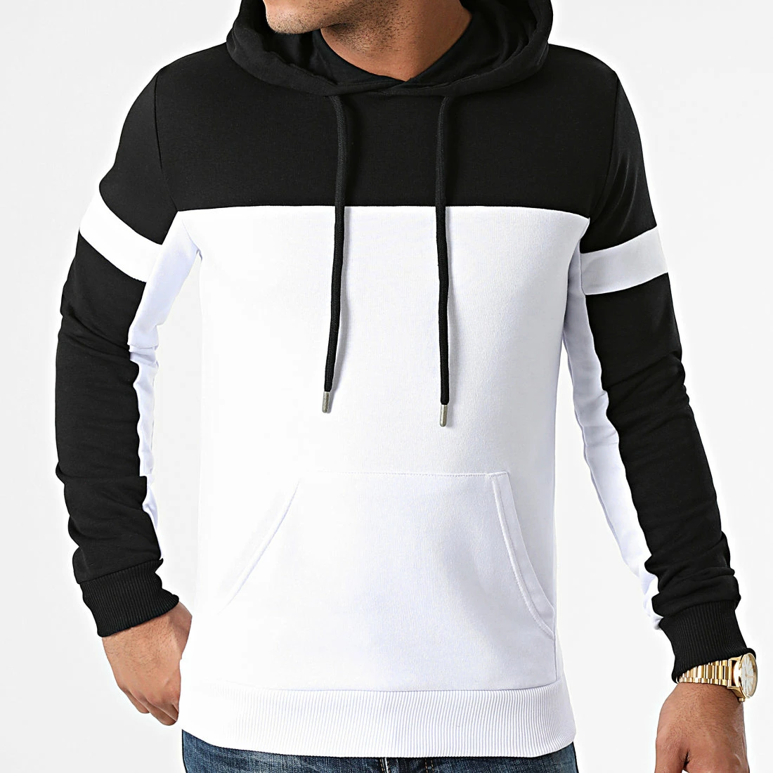 Le moins cher 🎉 Sweat Capuche Bicolore 1956 Blanc Noir de LBO ⭐ 3 Le moins cher 🎉 Sweat Capuche Bicolore 1956 Blanc Noir de LBO ⭐