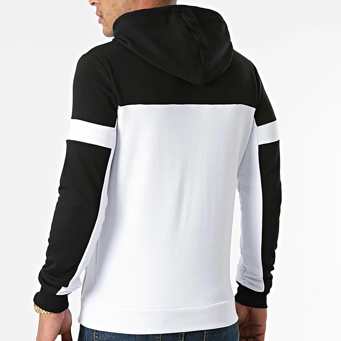 Le moins cher 🎉 Sweat Capuche Bicolore 1956 Blanc Noir de LBO ⭐ 5 Le moins cher 🎉 Sweat Capuche Bicolore 1956 Blanc Noir de LBO ⭐ – Image 3