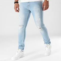 Meilleure vente 🌟 Jean Slim Fit Avec Déchirures 1869 Bleu Wash de LBO 🎉