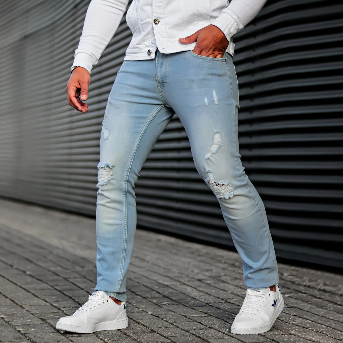 Meilleure vente 🌟 Jean Slim Fit Avec Déchirures 1869 Bleu Wash de LBO 🎉 8 Meilleure vente 🌟 Jean Slim Fit Avec Déchirures 1869 Bleu Wash de LBO 🎉 – Image 6