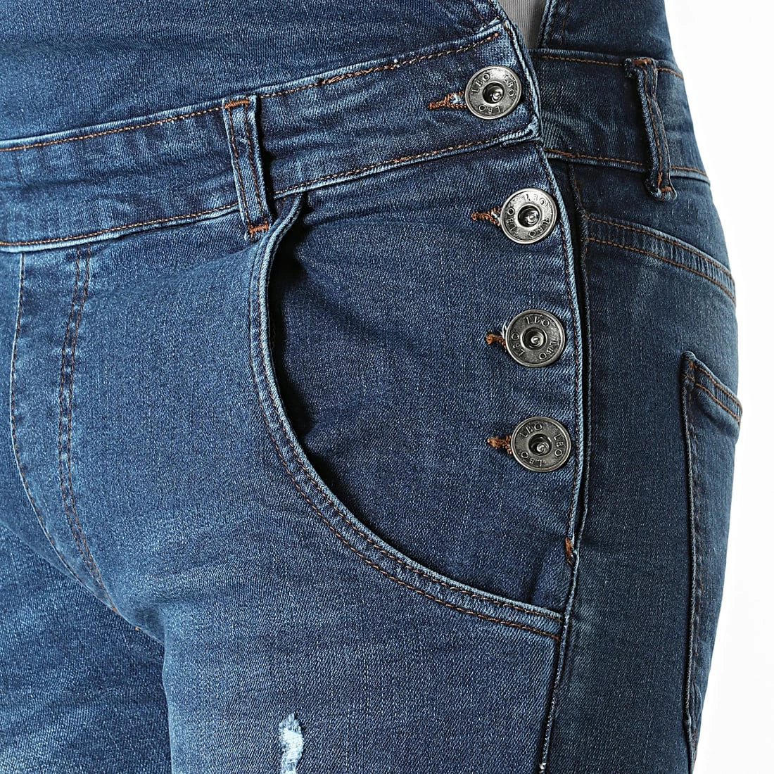 Top 10 😉 Salopette en Jean Slim Destroy 1935 Bleu Medium Denim de LBO 😉 4 Top 10 😉 Salopette en Jean Slim Destroy 1935 Bleu Medium Denim de LBO 😉 – Image 2