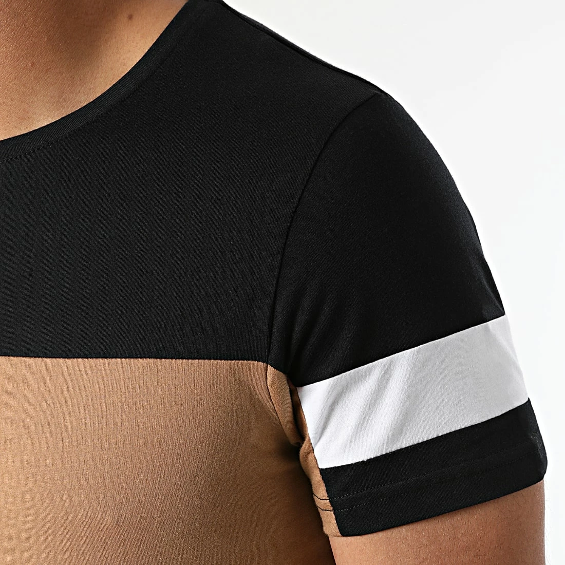 Meilleure affaire 🌟 Tee 👚 Shirt Tricolore Avec Bandes 1948 Camel Noir de LBO 😍 4 Meilleure affaire 🌟 Tee 👚 Shirt Tricolore Avec Bandes 1948 Camel Noir de LBO 😍 – Image 2