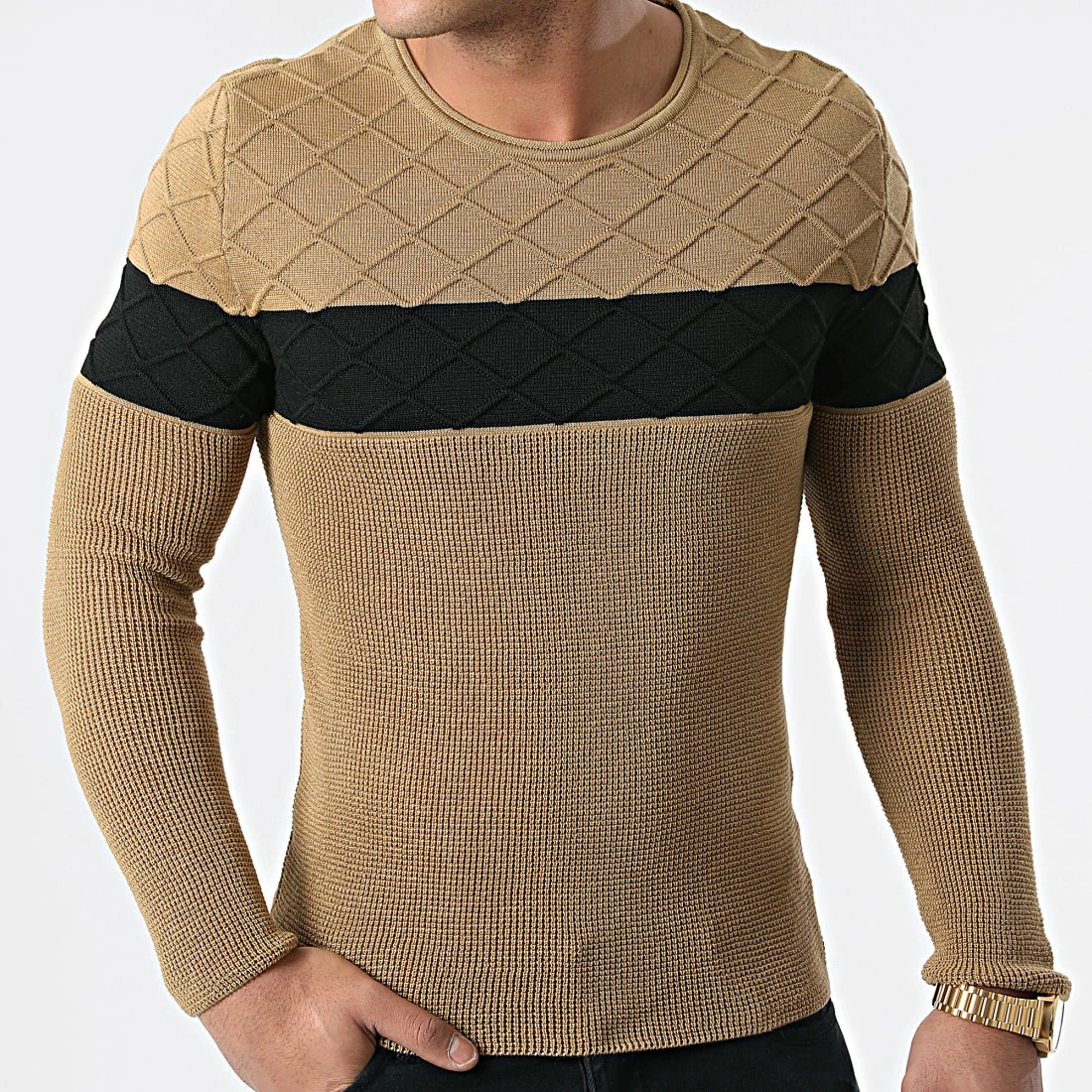 Offres 🎁 Pull Bicolore 0105 Camel Noir de LBO 🎉 3 Offres 🎁 Pull Bicolore 0105 Camel Noir de LBO 🎉