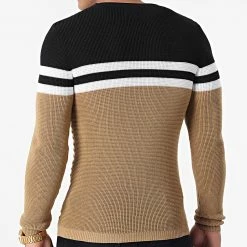 Meilleure vente 💯 Pull Tricolore 0104 Noir Blanc Camel de LBO 🧨 -France LBO Soldes Boutique lbo 283864 FAB LBO 1070546 0104 20211109T144120 03