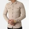 Meilleure vente 🎁 Chemise Jean Manches Longues Slim Fit 2086 Beige de LBO 😀 -France LBO Soldes Boutique lbo 285224 FAB SHALBO 2086 20220225T153346 01