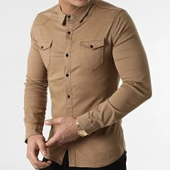 Acheter 🥰 Chemise Jean Manches Longues Slim Fit 2087 Camel de LBO 🧨
