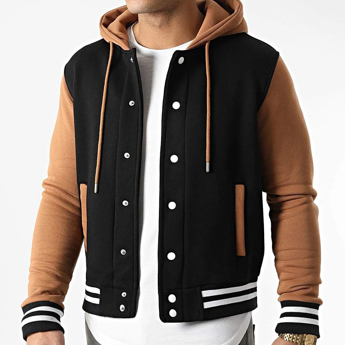 Le moins cher 👍 Veste Teddy A Capuche 1858 Noir Camel de LBO 👍 3 Le moins cher 👍 Veste Teddy A Capuche 1858 Noir Camel de LBO 👍 – Image 2