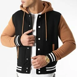 Le moins cher 👍 Veste Teddy A Capuche 1858 Noir Camel de LBO 👍