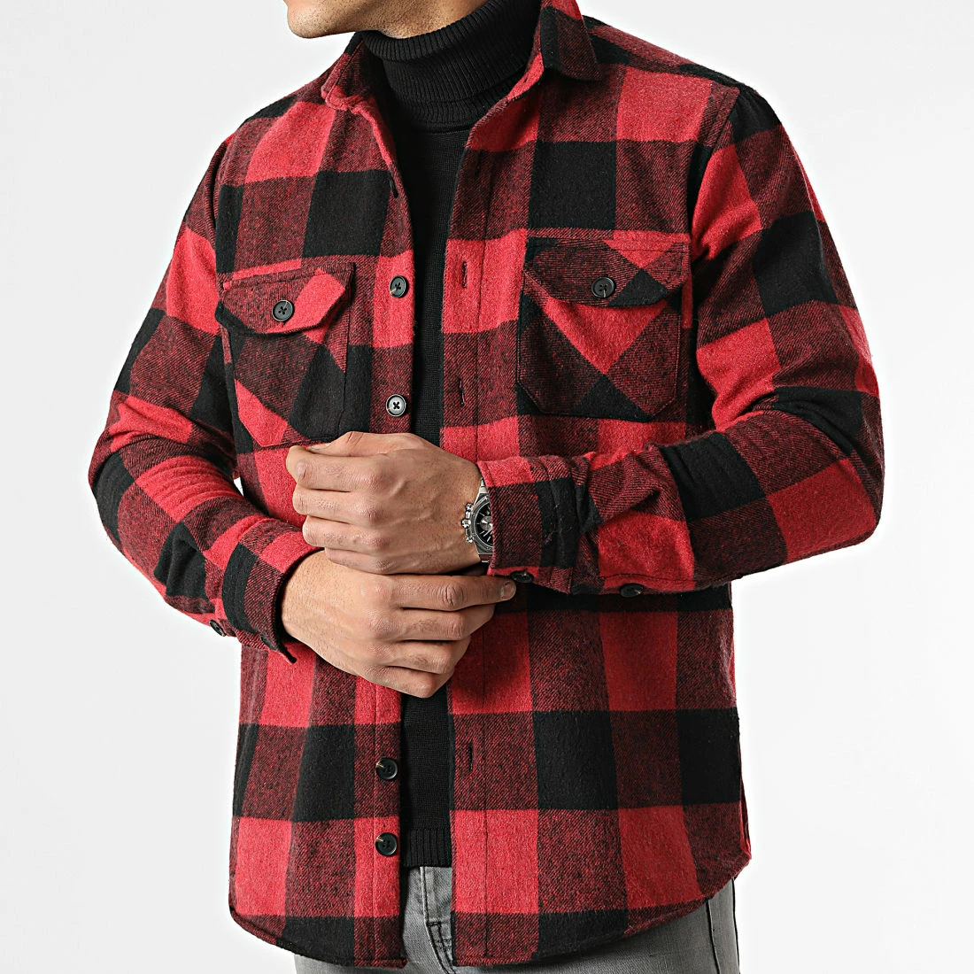 Acheter 🔥 Surchemise A Carreaux 0109 Noir Rouge de LBO 👍 5 Acheter 🔥 Surchemise A Carreaux 0109 Noir Rouge de LBO 👍 – Image 3