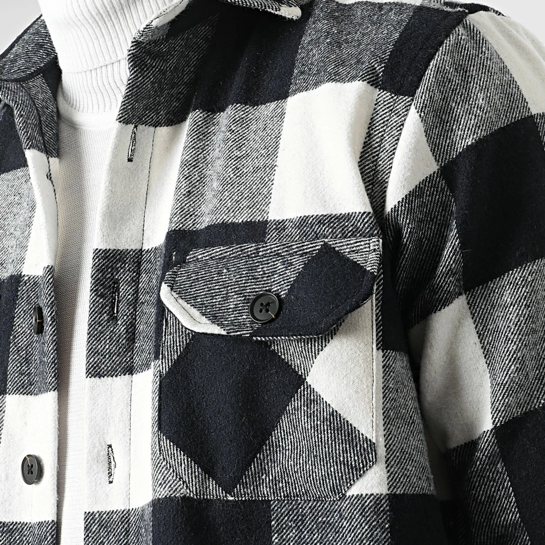 Budget 😀 Surchemise A Carreaux 0110 Bleu Marine Blanc de LBO 😀 4 Budget 😀 Surchemise A Carreaux 0110 Bleu Marine Blanc de LBO 😀 – Image 2