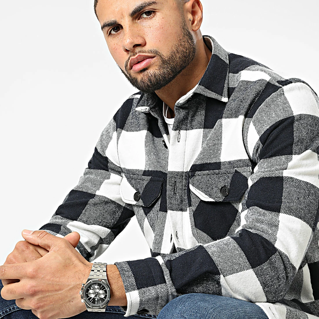 Budget 😀 Surchemise A Carreaux 0110 Bleu Marine Blanc de LBO 😀 8 Budget 😀 Surchemise A Carreaux 0110 Bleu Marine Blanc de LBO 😀 – Image 6