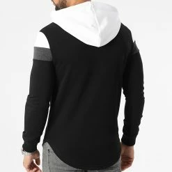 Vente flash 💯 Sweat Capuche Oversize Tricolore Retro 2109 Noir Blanc Gris Anthracite de LBO 🌟 -France LBO Soldes Boutique lbo 289069 FAB SHALBO 2109 20220503T153932 03