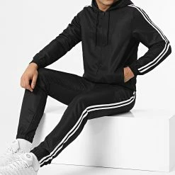 Bon marché 👍 Ensemble De Survêtement Avec Bandes 0043 Noir de LBO ⭐