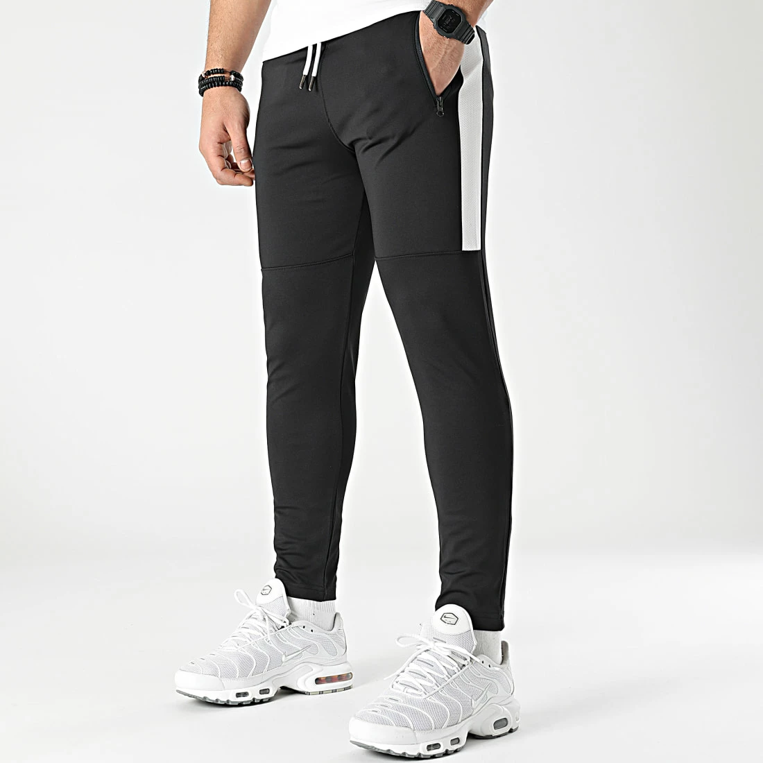 Budget 👍 Pantalon Jogging Training Bande Mesh 0033 Noir Blanc de LBO ❤️ 5 Budget 👍 Pantalon Jogging Training Bande Mesh 0033 Noir Blanc de LBO ❤️ – Image 3