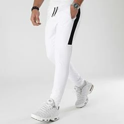 Meilleure vente 😀 Pantalon Jogging Training Bande Mesh 0035 Blanc Noir de LBO 😍