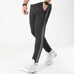 Sortie 🤩 Pantalon Jogging Training Bande 0037 Noir Gris Anthracite de LBO 🔥