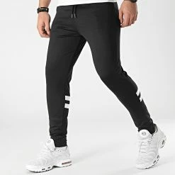 Acheter 🥰 Pantalon Jogging Training Bandes 0041 Noir Blanc de LBO 🔔