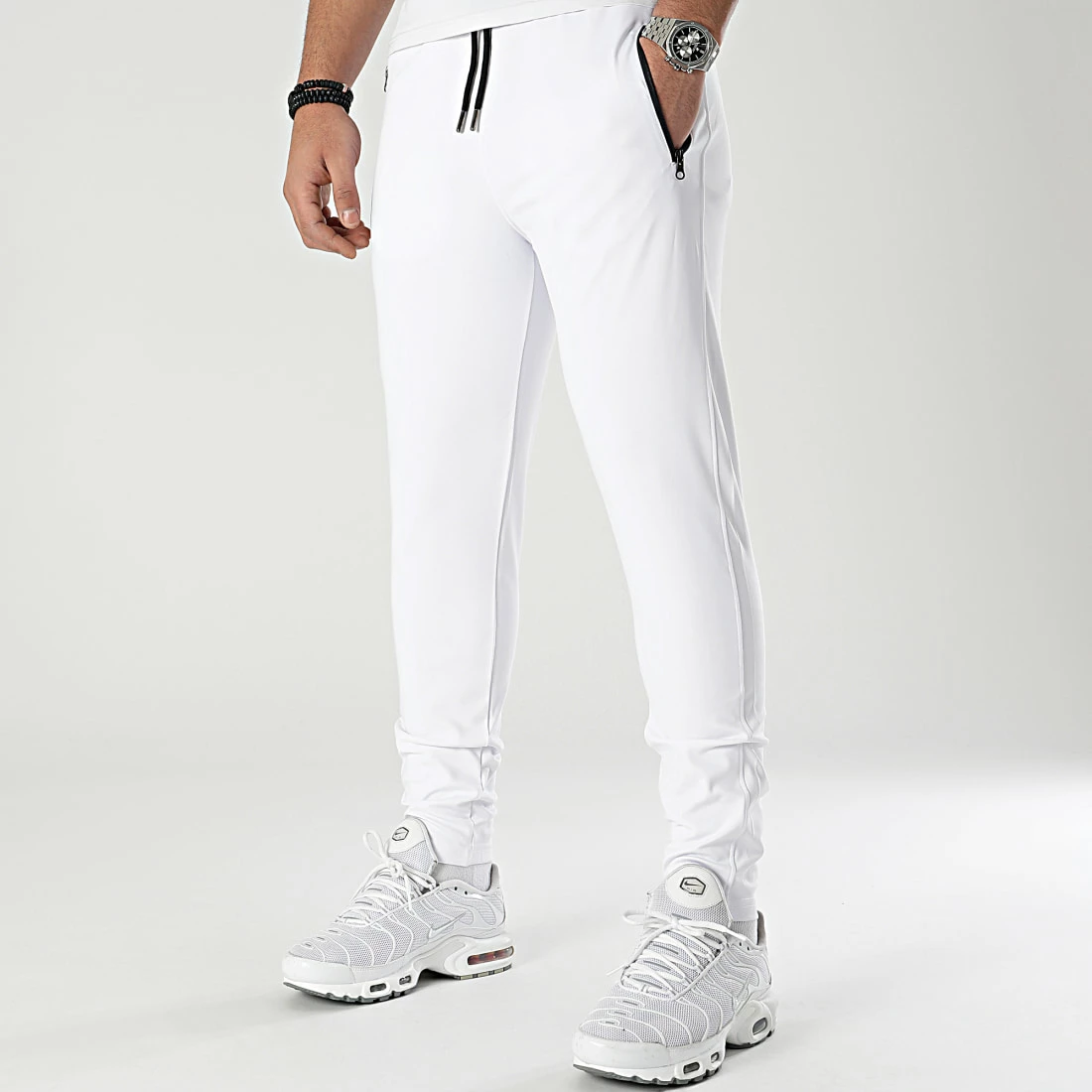 Remise 😍 Pantalon Jogging Training Bande Mesh 0106 Blanc de LBO ⌛ 6 Remise 😍 Pantalon Jogging Training Bande Mesh 0106 Blanc de LBO ⌛ – Image 4