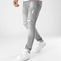 Acheter 🔥 Jean Slim Fit Avec Déchirures 2101 Denim Gris Clair de LBO 🤩 -France LBO Soldes Boutique lbo 291565 FAB SHALBO 2101 20211229T140048 03