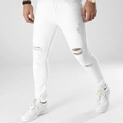 Meilleure vente 🔔 Jean Slim Fit Avec Déchirures 2102 Denim Blanc de LBO 😉