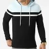 De gros ⌛ Sweat Capuche Tricolore 2211 Bleu Ciel Blanc Noir de LBO 🔥