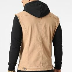 Promo 😉 Veste Jean A Capuche 2051 Noir Denim Camel de LBO 🧨 -France LBO Soldes Boutique lbo 292345 FAB SHALBO 2051 20220121T150806 04