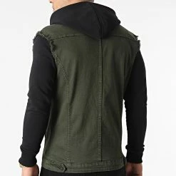 Remise ✨ Veste Jean A Capuche 2052 Noir Denim Vert Kaki de LBO 🎁 -France LBO Soldes Boutique lbo 292346 FAB SHALBO 2052 20211229T140224 04