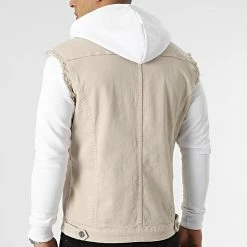 Bon marché 🎉 Veste Jean A Capuche 2055 Blanc Denim Beige de LBO ⭐ -France LBO Soldes Boutique lbo 292347 FAB SHALBO 2055 20220121T150829 04