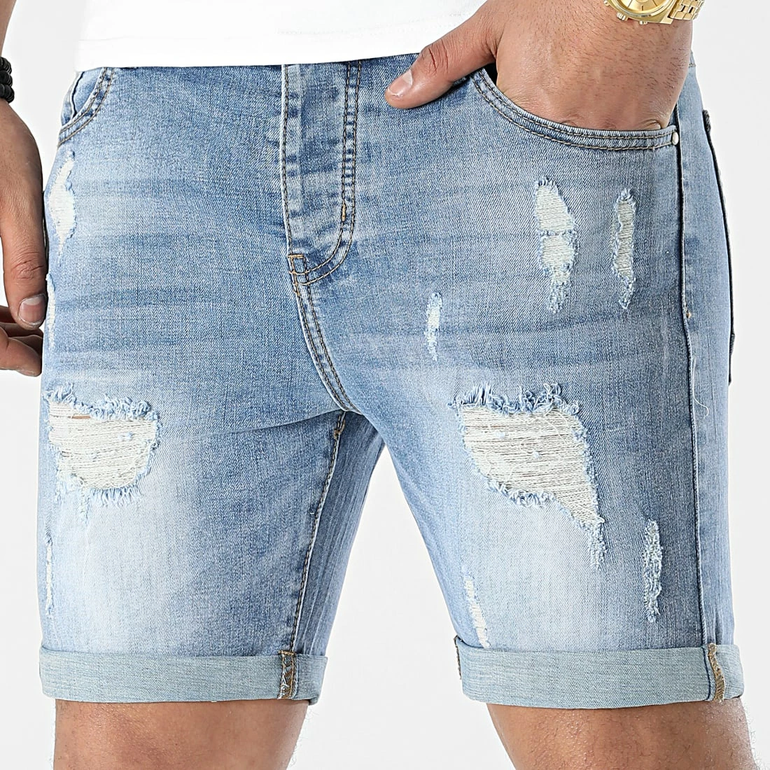 Budget 🤩 Short Jean Avec Dechirures 0018 Bleu Clair de LBO 🛒 3 Budget 🤩 Short Jean Avec Dechirures 0018 Bleu Clair de LBO 🛒