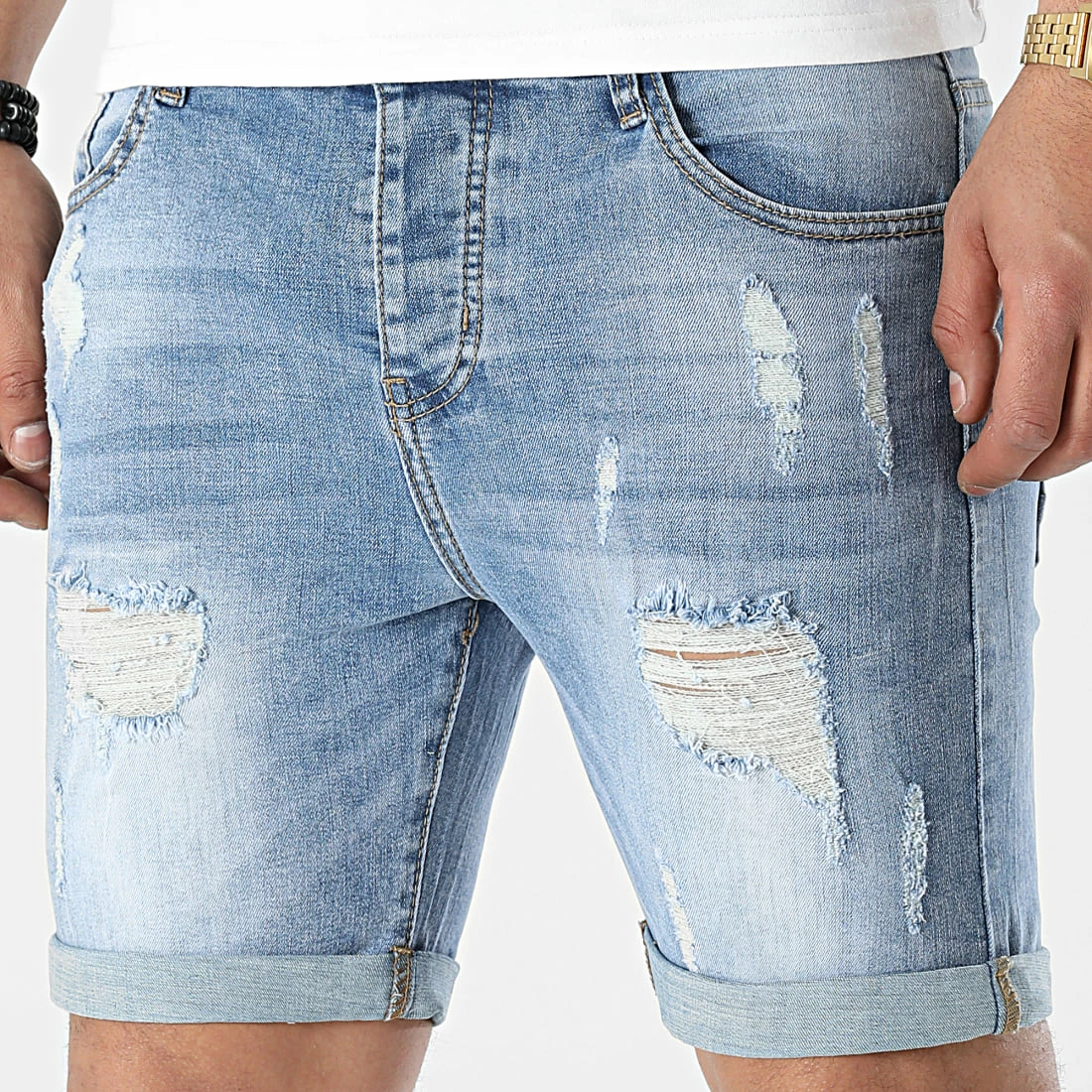 Budget 🤩 Short Jean Avec Dechirures 0018 Bleu Clair de LBO 🛒 5 Budget 🤩 Short Jean Avec Dechirures 0018 Bleu Clair de LBO 🛒 – Image 3