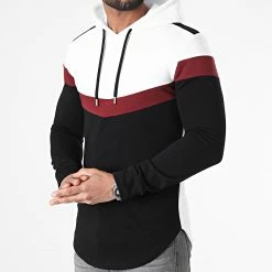 Budget 🥰 Sweat Capuche Oversize Tricolore Retro 2306 Noir Blanc Bordeaux de LBO 😉