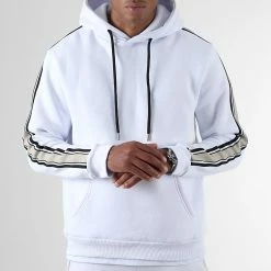 Meilleur prix 🛒 Sweat Capuche Avec Bande 2124 Blanc de LBO ✔️ -France LBO Soldes Boutique lbo 296890 FAB SHALBO 2124 20220919T153656 03