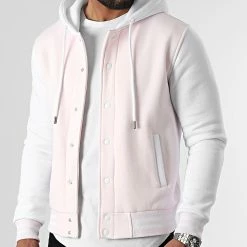 Meilleure vente 😀 Veste Teddy A Capuche 2320 Rose Pale Blanc de LBO ⭐ -France LBO Soldes Boutique lbo 298251 FAB SHALBO 2320 20220407T152246 03