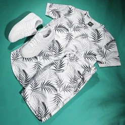 De gros 😀 Tee 👕 Shirt Oversize Imprimé Avec Revers 2144 Tropical Blanc de LBO 🛒 -France LBO Soldes Boutique lbo 300180 FAB SHALBO 2144 20220420T103036 05