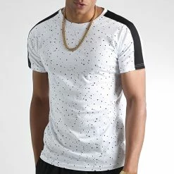 Meilleure vente 🔥 Tee 👕 Shirt Avec Bandes 2215 Speckle Blanc de LBO ⭐