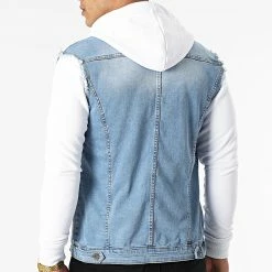 De gros ⌛ Veste Jean A Capuche 2258 Bleu Denim Blanc de LBO 😀 -France LBO Soldes Boutique lbo 301203 FAB SHALBO 2258 20220411T154637 04