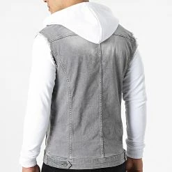 De gros 🎁 Veste Jean A Capuche 2261 Gris Denim Blanc de LBO 👍 -France LBO Soldes Boutique lbo 301212 FAB SHALBO 2261 20220322T085754 04