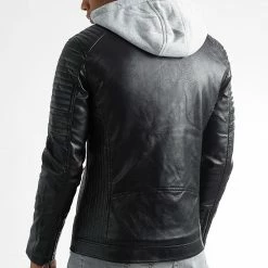 Grosses soldes 😍 Veste Biker Capuche 0041 Noir Gris Chiné de LBO 🤩 -France LBO Soldes Boutique lbo 301335 FAB LBO 1070318 0041 20220711T153848 04