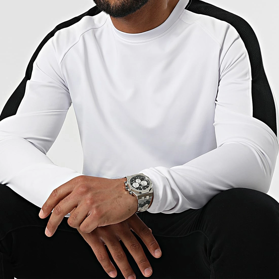 Remise ⌛ Sweat Crewneck A Bandes Training Tech 0084 Blanc de LBO ⭐ 3 Remise ⌛ Sweat Crewneck A Bandes Training Tech 0084 Blanc de LBO ⭐