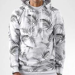Meilleure affaire 🛒 Sweat Capuche Imprimé Tropical 00104 Blanc de LBO 🌟