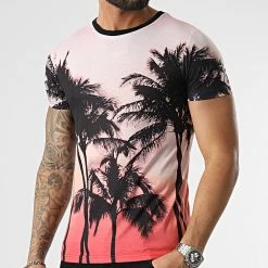 Remise ✔️ Tee 👕 Shirt Imprimé Sunset 2214 Beige Rouge de LBO 😀