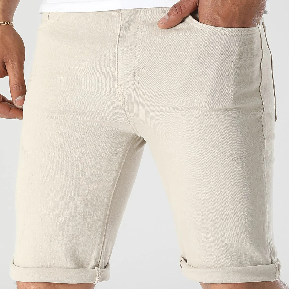 Acheter ⌛ Short Jean Skinny Fit 2218 Denim Beige de LBO 🧨 3 Acheter ⌛ Short Jean Skinny Fit 2218 Denim Beige de LBO 🧨