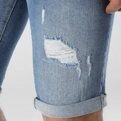 Meilleure vente 🎁 Short Jean Skinny Fit Avec Dechirures 2246 Bleu Medium de LBO 🎉 -France LBO Soldes Boutique lbo 307056 FAB SHALBO 2246 20220421T134820 03